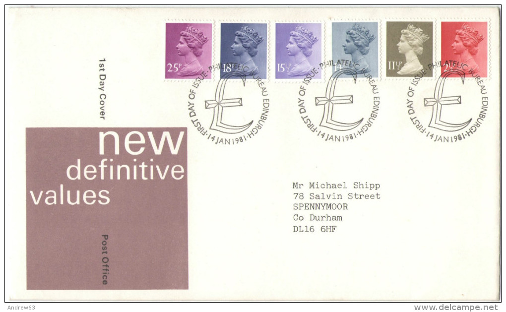 REGNO UNITO - UNITED KINGDOM - GREAT BRITAIN - GB - 1981 - New Definitive Values - Edinburgh - FDC - Viaggiata Per Du... - 1981-1990 Decimal Issues