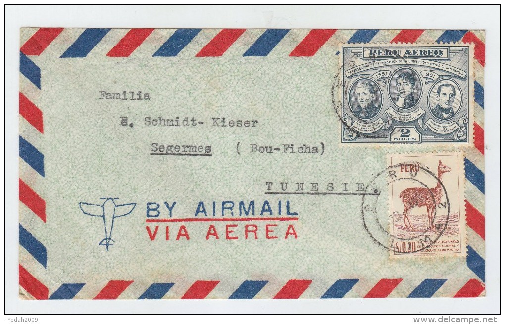 Peru/Tunisia AIRMAIL COVER - Peru