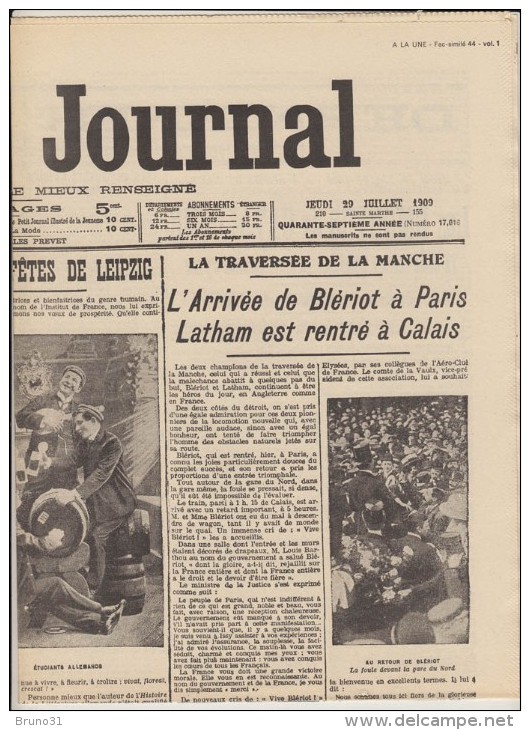 Blériot Traversée De La Manche En 1909 , Revue + 4 Fac Similés De" Unes " De Journeaux De L'époque - Roubille - - Aviation