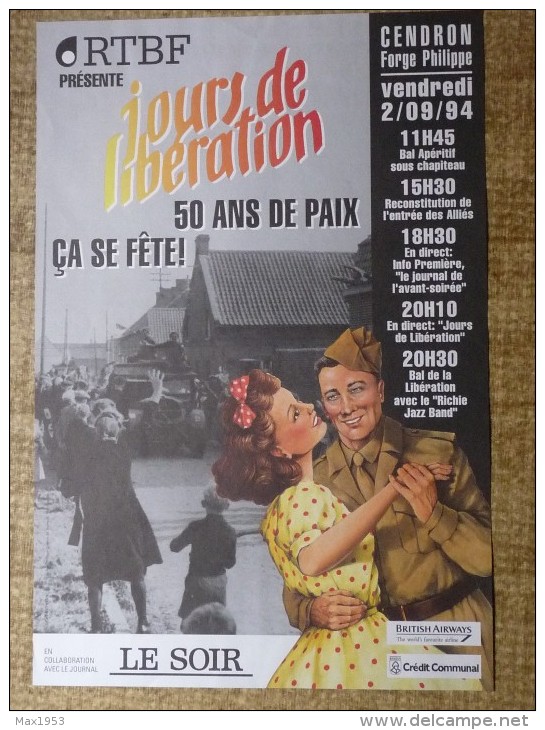 CENDRON - 2/09/94 - Jours De Libération  50 Ans De Paix  ça Se Fête ! - Affiches