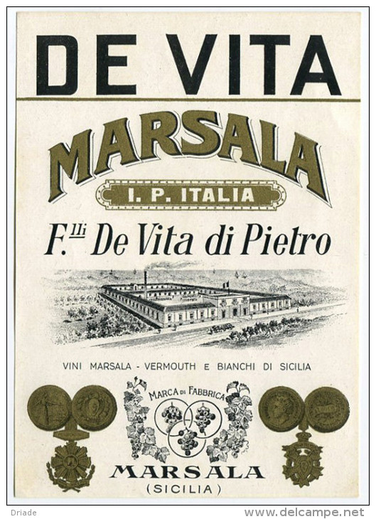 ETICHETTA PUBBLICITà MARSALA FRATELLI DE VITA DI PIETRO - Alcolici