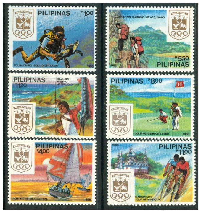 PHILIPPINES 1988 Olympic Week PERF Set (6v), XF MNH - Summer 1988: Seoul