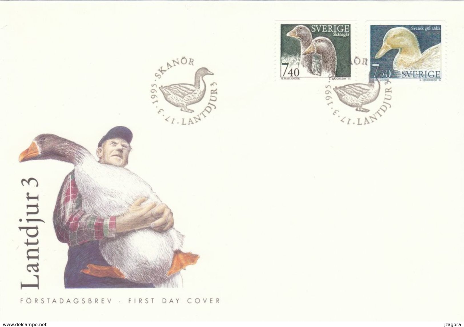 DOMESTIC BIRDS PETS HAUSTIERE ANIMAUX SWEDEN 1995 MI 1878 1879 FDC Duck Geese CHONENGANS- OIE - Oies