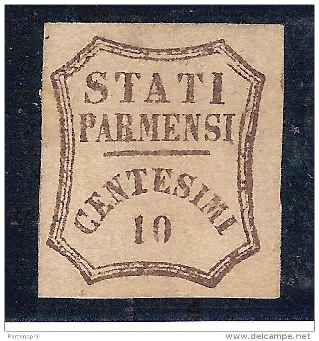 ASI  PARMA 1859 CENT. 10  NUOVO CON LINGUELLA  N.14 CERT. MERONE CAT. € 2200,00 - Parma
