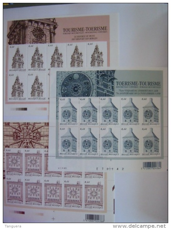 Belgie Belgique 2005 Toerisme Monumentale Uurwerken Horloges Monumentales Feuillet COB 3396-3398 Yv 3381-3384 MNH ** - Feuilles Complètes & Feuillets