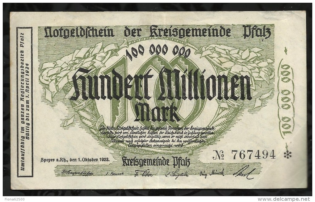 ALLEMAGNE .   BILLET DE 100 MILLION  MARK .1923  . - 100 Miljoen Mark
