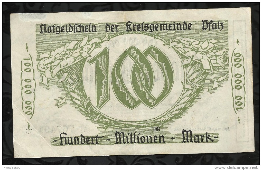 ALLEMAGNE .   BILLET DE 100 MILLION  MARK .1923  . - 100 Miljoen Mark