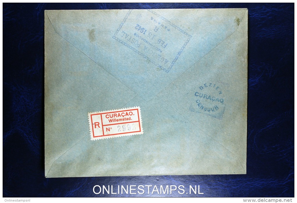 Curacao: Airmail Registered Cover Willemstad To Panama, Censored, NVPH LP 18 - 25, Cat Value Stamps € 280 - Curaçao, Nederlandse Antillen, Aruba