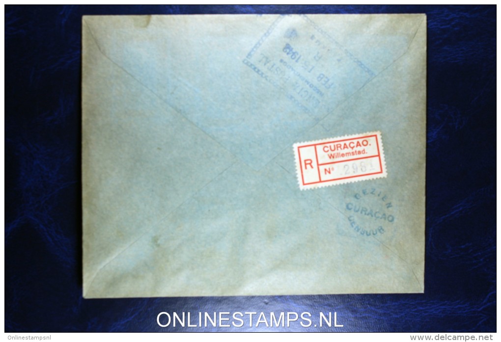 Curacao: Airmail Registered Cover Willemstad To Panama, Censored, NVPH LP 18 - 25, Cat Value Stamps € 280 - Curaçao, Nederlandse Antillen, Aruba