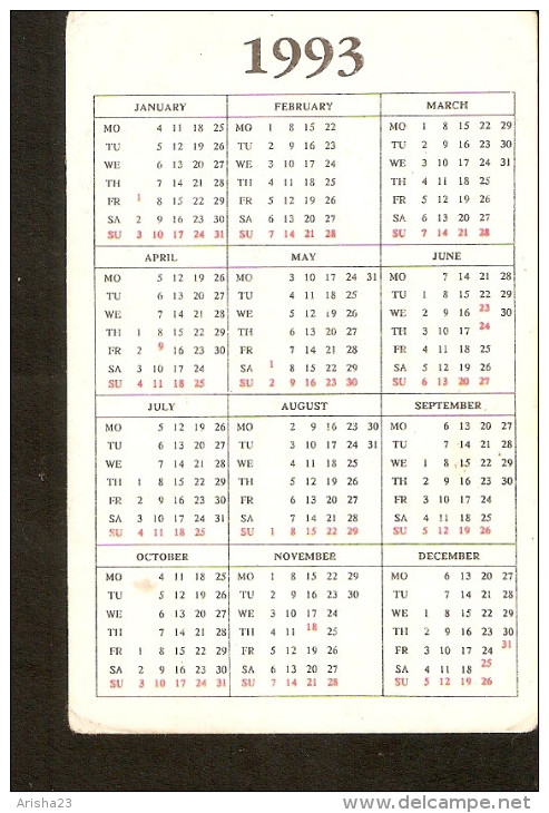 1993 Walt Disney PLUTO Pocket Calendar Disneyana Collectibles - Small : 1991-00