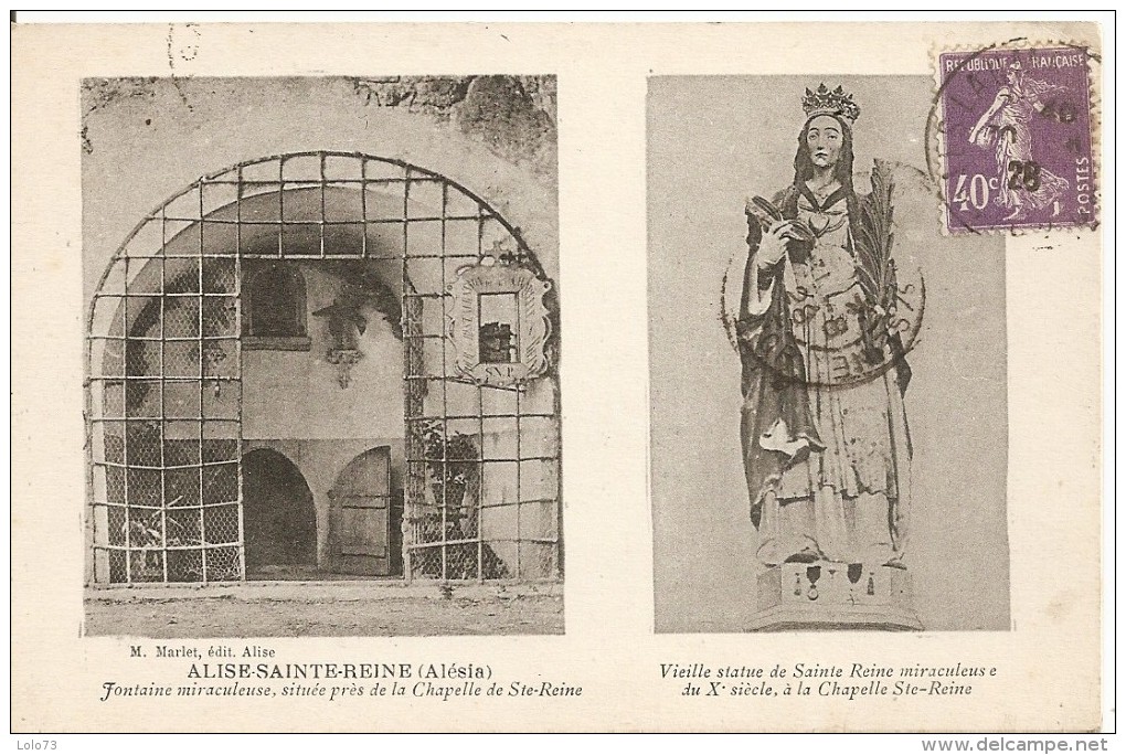 Alise-Sainte-Reine (Alésia) - Fontaine Miraculeuse Et Vieille Statue De Sainte-Reine Miraculeuse - Autres & Non Classés