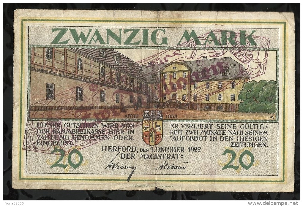 ALLEMAGNE .   BILLET DE 20  MARK .1922  . - 20 Mark