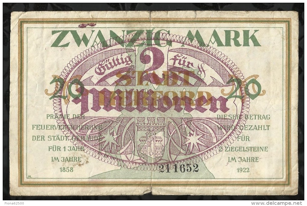 ALLEMAGNE .   BILLET DE 20  MARK .1922  . - 20 Mark