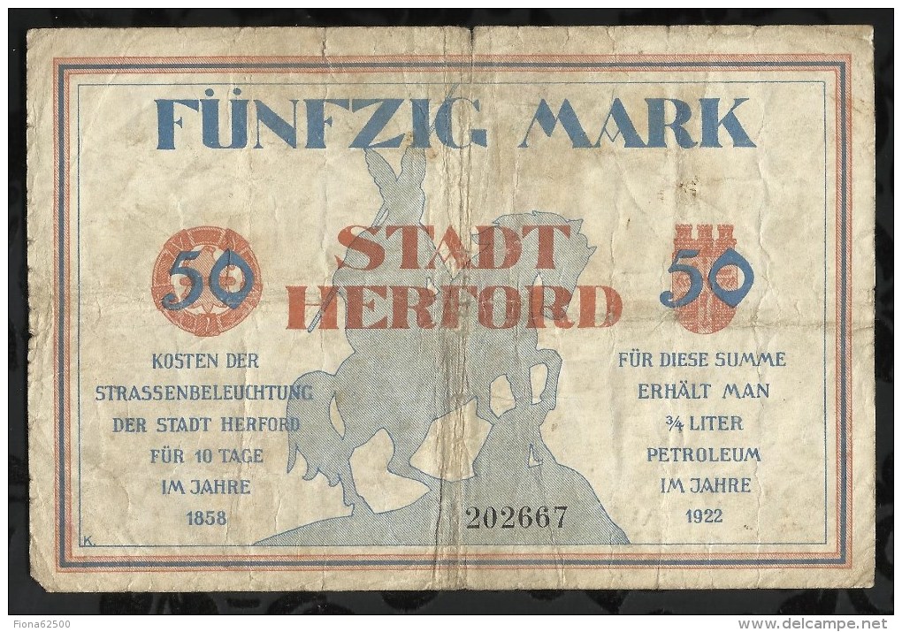 ALLEMAGNE .   BILLET DE 50  MARK .1922  . - 50 Mark