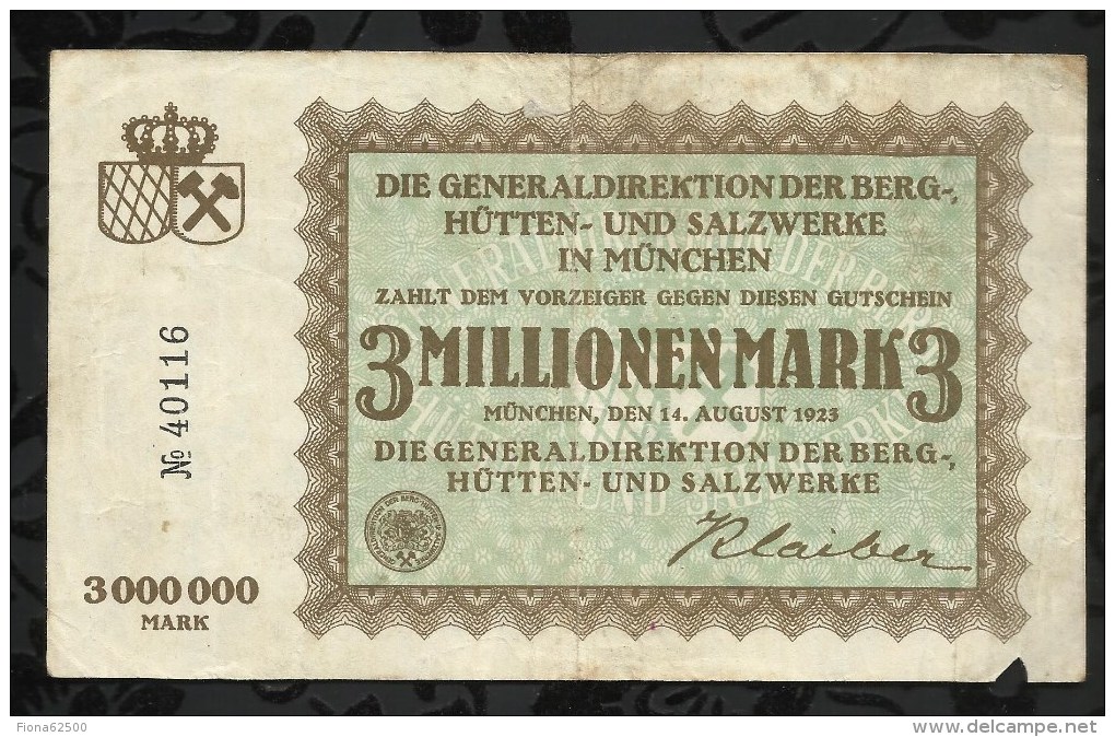 ALLEMAGNE .   BILLET DE 3 MILLIONEN  MARK .1923  . - Andere & Zonder Classificatie