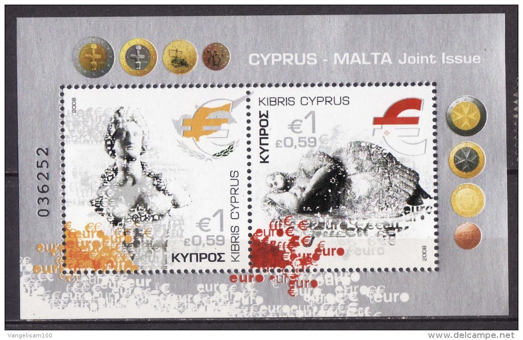 CYPRUS 2008 CYPRUS-MALTA Join Issue  , Miniature Sheet, MNH LUX - Unused Stamps