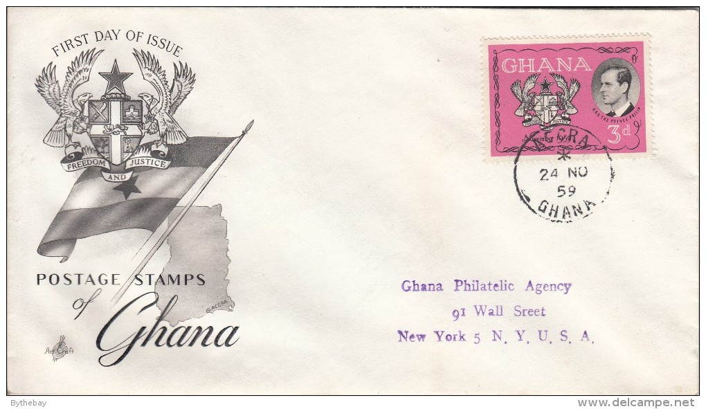 Ghana FDC Scott #66 3p Prince Philip - Royal Visit - Ghana (1957-...)