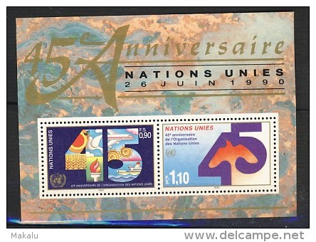 Nations Unies Geneve 45e Anniversaire Des Nations Unies 1990 - Blocs-feuillets