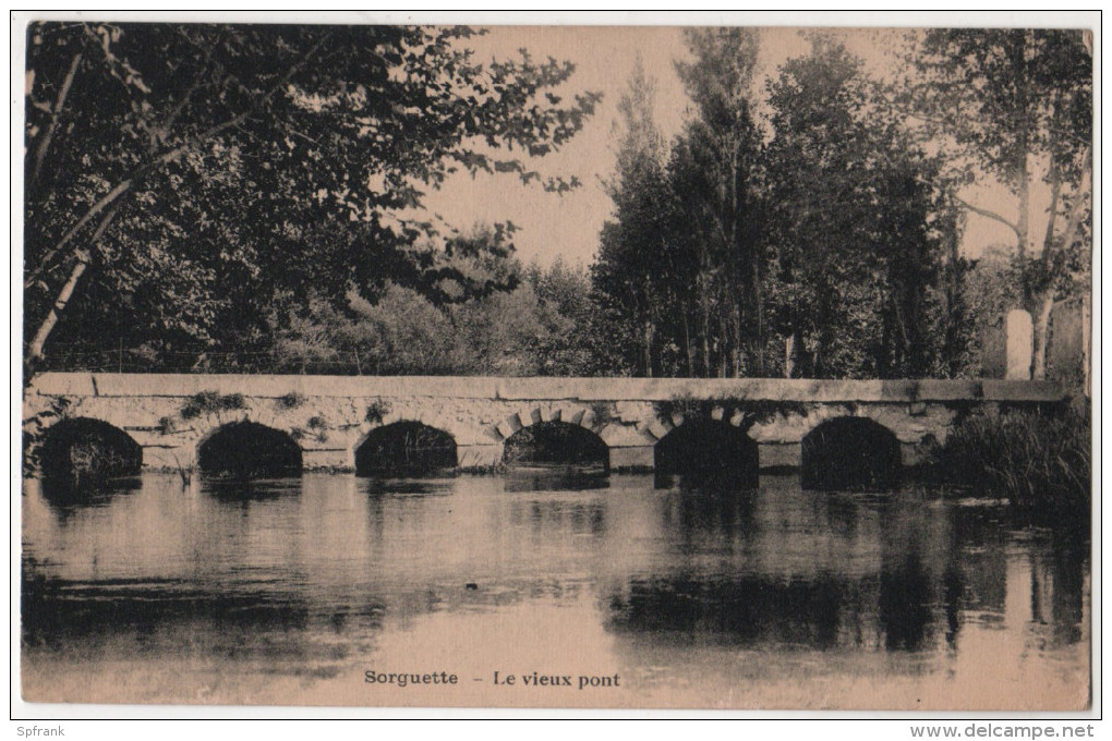 RARE VAucluse 84 - LA SORGUETTE Et Vue Sur Le Vieux Pont Qui Traverse La Riviere Campagne Arbres Foret - Dos Blanc - Autres & Non Classés