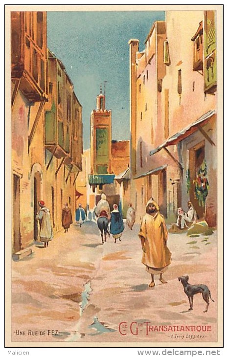 Ref C357- Illustrateur Lessieux - Une Rue De Fez - Maroc - Cie Gle Transatlantique - Carte Bon Etat  - - Lessieux