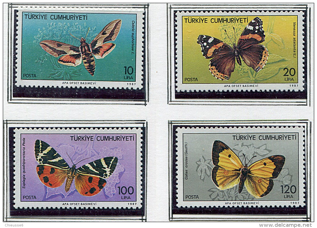 (cl 31 - P7) Turquie ** N° 2525 à 2528 - Papillons - - Unused Stamps