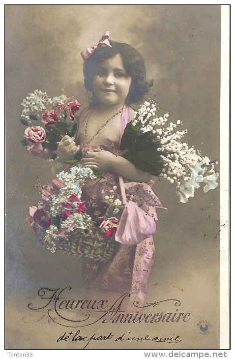 CPA COLORISEE De 1906 - HEUREUX ANNIVERSAIRE - Une Petite Fille Aux Fleurs - VAN - - Anniversaire