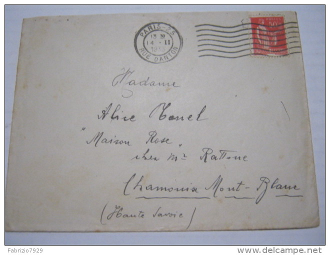 F3 FRANCE FRANCIA - 1933 PARIS 25 RUE DANTON 50 CENT. X CHAMONIX MONT BLANC SAVOIE POLITICA STORIA RIVOLUZIONE FRANCESE - Storia Postale