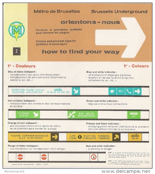 METRO DE BRUXELLES - BRUSSELSE METRO - Information Des Usagers (Dépliant N° 2 En 4 Langues) - Other & Unclassified