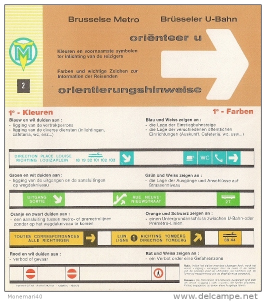 METRO DE BRUXELLES - BRUSSELSE METRO - Information Des Usagers (Dépliant N° 2 En 4 Langues) - Other & Unclassified