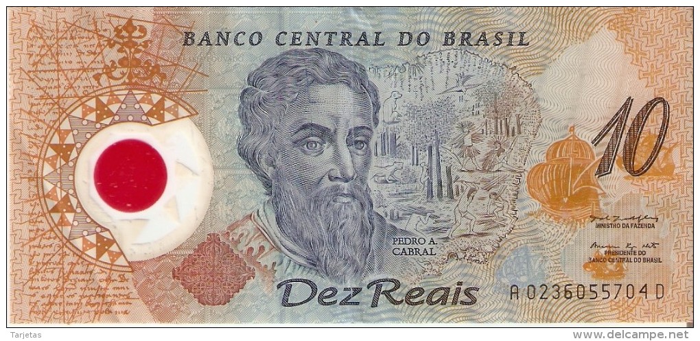 BILLETE DE BRASIL DE 10 REAIS DEL AÑO 2000  (BANKNOTE) - Brasil