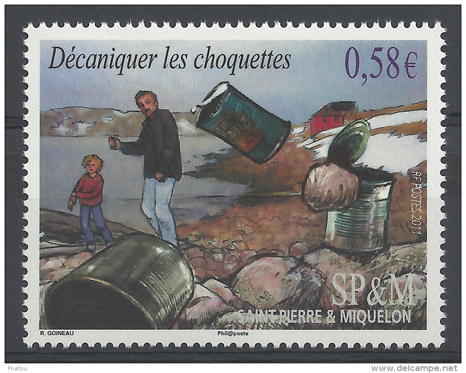 Saint Pierre And Miquelon, Man And Boy Throwing Rocks At Cans, 2011, MNH VF - Unused Stamps