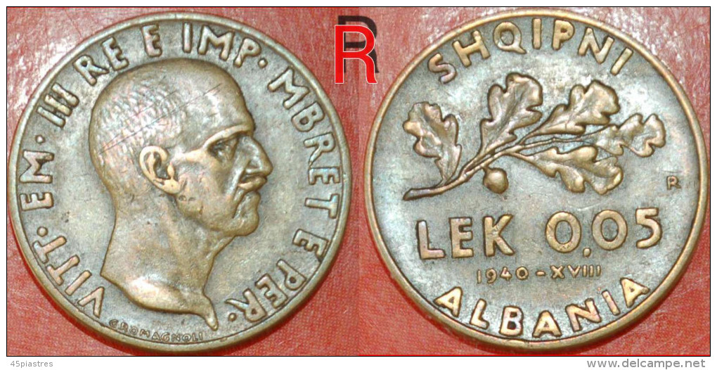 * Occupation By Italy  ALBANIA 0.05 LEK 1940 R RARE! LOW STARTNO RESERVE! - Albanie