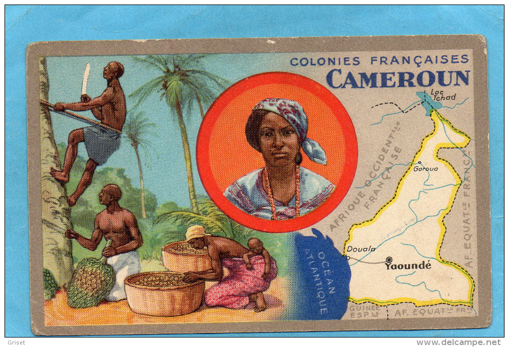 CAMEROUN -Carte Image Publicité "Lion Noir" Belle Illustration -Ceuillette Archides -carte Géo+portrait De Fem-années 20 - Madagascar