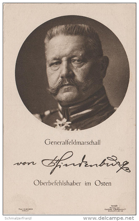 AK Generalfeldmarschall Paul Von Hindenburg Oberbefehlshaber Im Osten Später Reichspräsident Wohlfahrtspostkarte - Personaggi