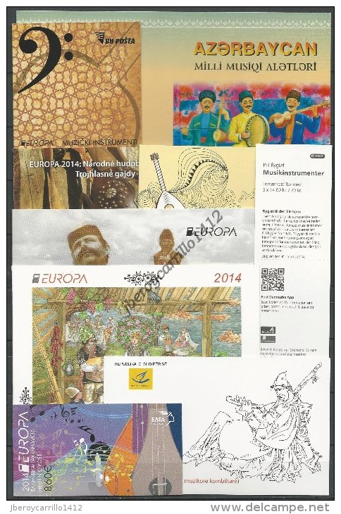 EUROPA 2014- TEMA &ldquo;INSTRUMENTOS MUSICALES NACIONALES"- COLECCION  De Los 16 CARNETS  OFICIALES EMITIDOS + 1 CARNET - Collections