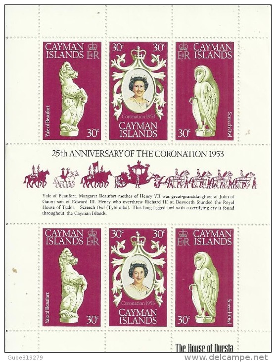 CAYMAN ISLANDS - 1978 - 5 SETS OF  25TH ANNIVERSARY CORONATION  OF ELISABETH II SOUVENIR SHEET OF 6  OF 25 PENNIES - Kaimaninseln