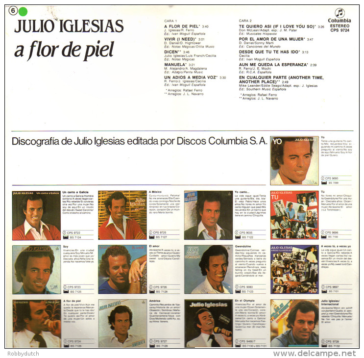 * LP *  JULIO IGLESIAS - A FLOR DE PIEL (Spain 1974) - Disco, Pop