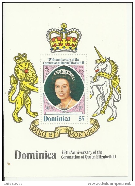 DOMINICA -1978 - LOT OF 20  QUEEN ELISABETH II CORONATION 1953-1978 SOUVENIR SHEET WITH 1 STAMP OF $ 5.00 - Dominica (1978-...)