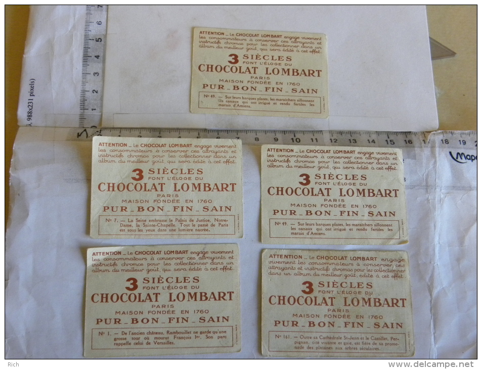 Chromo Chocolat Lombart - Lot De 6 Petit Chromos - Lombart