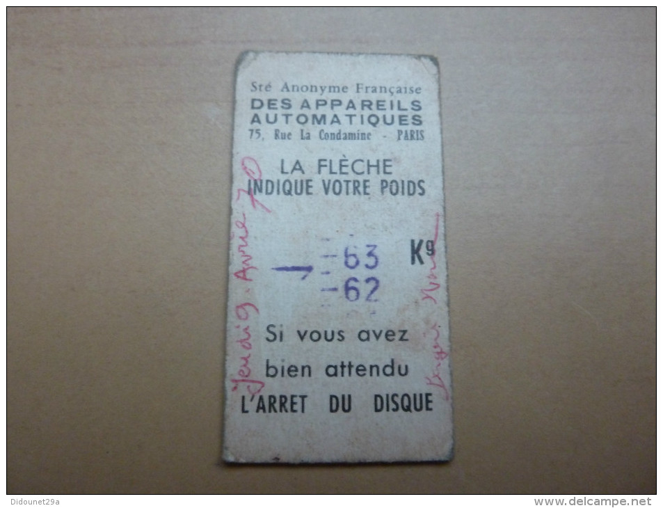 Ticket De Pesée Sté Anonyme Fr. DES APPAREILS AUTOMATIQUES "Série Musées De L´automobile - PANHARD ET LEVASSOR 1892" - Autres & Non Classés