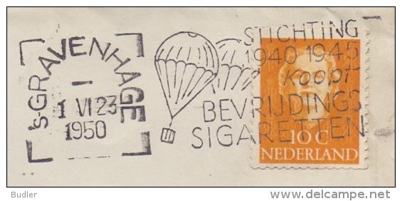 NEDERLAND :1950: Illustrated Cancellation On Travelled Cover : WO II,VALSCHERM,PARACHUTE,FUMER,SMOKE, - Tabac