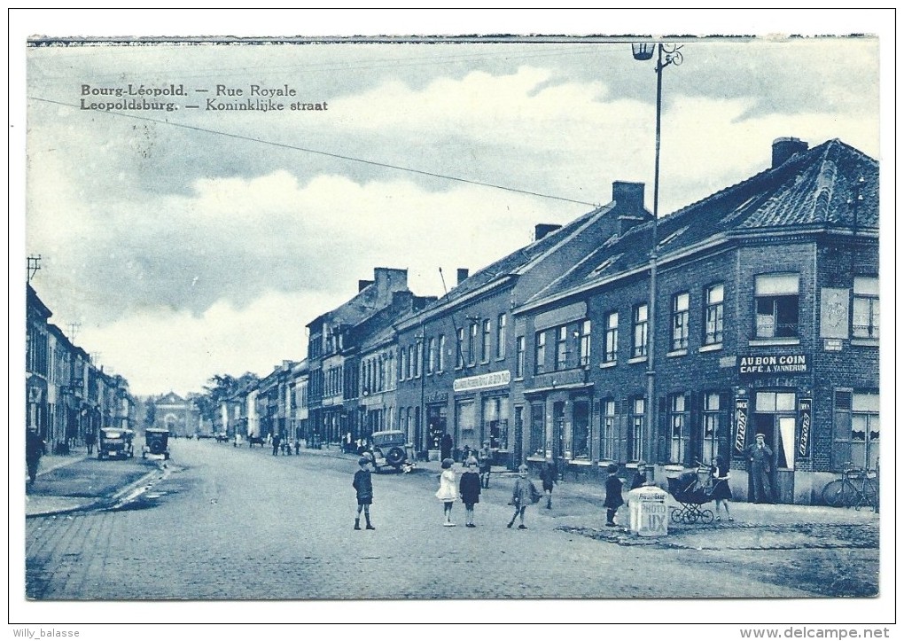 Carte Postale - LEOPOLDSBURG - BOURG LEOPOLD - Rue Royale - Koninklijke Straat - Café -  CPA  // - Leopoldsburg