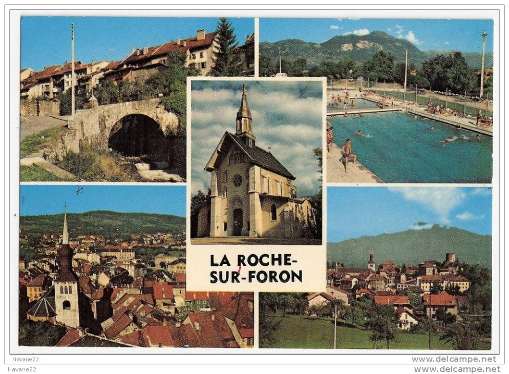 H330 74 LA ROCHE SUR FORON MUTI VUES LA VIELLE VILLE LA PISCINE LA BENITE FONTAINE 1979 - La Roche-sur-Foron