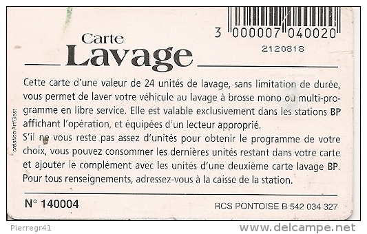 CARTE-PUCE-GEM--LAVAGE-BP -24-UNITES-V° Avec Code Barres En Haut-TB E - Lavage Auto