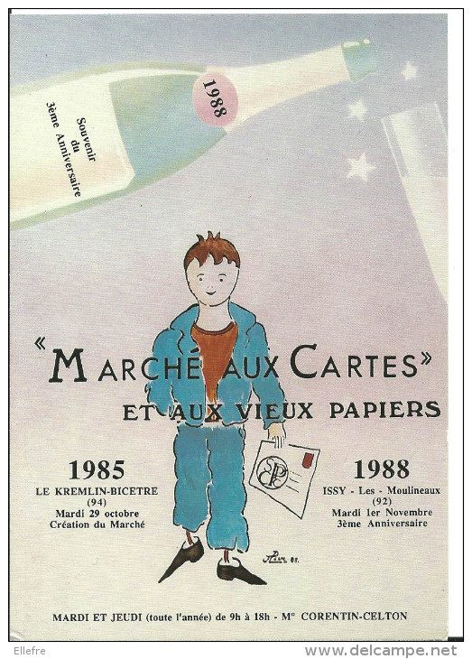 Marché Aux Cartes Postales Et Vieux Papiers , Illustrateur Jean Luc Perrigault , Le Kremlin Bicetre Issy Les Moulineaux - Bourses & Salons De Collections