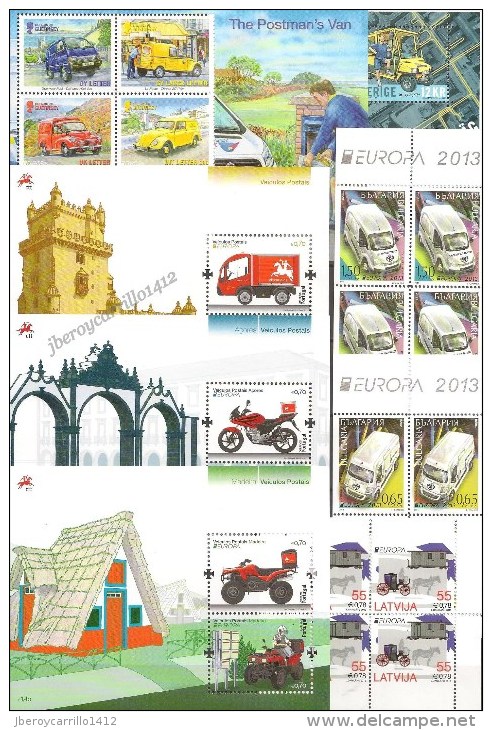 EUROPA 2013-“LOS VEHICULOS POSTALES"- COLECCIÓN  COMPLETÍSIMA: SELLOS+HOJITAS Y HOJAS BLOQUE-TEMÁ EMITIDO POR 64 PAISES - Komplette Jahrgänge