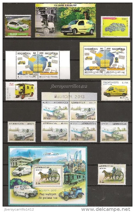 EUROPA 2013-“LOS VEHICULOS POSTALES"- COLECCIÓN  COMPLETÍSIMA: SELLOS+HOJITAS Y HOJAS BLOQUE-TEMÁ EMITIDO POR 64 PAISES - Komplette Jahrgänge