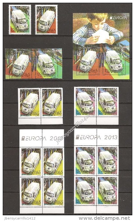 EUROPA 2013-“LOS VEHICULOS POSTALES"- COLECCIÓN  COMPLETÍSIMA: SELLOS+HOJITAS y HOJAS BLOQUE-TEMÁ EMITIDO POR 64 PAISES