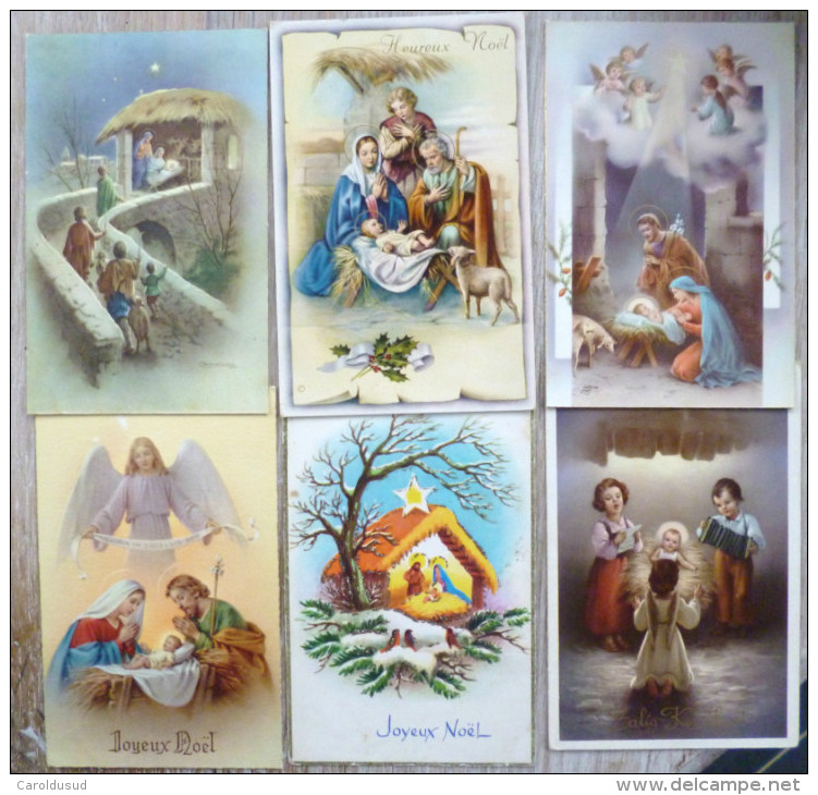 Lot 12x Cp Litho Illustrateur FETE ANGE Noel Creche Jesus Joseph Marie Fuite En Egypte Agneau - Sammlungen & Sammellose