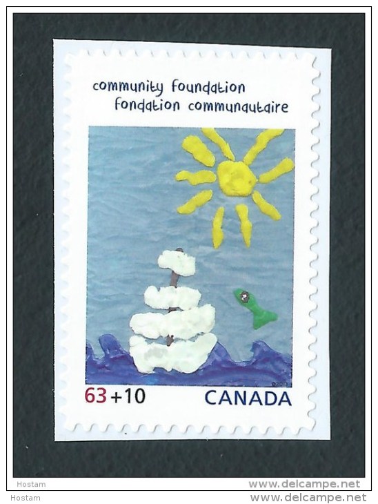 Canada, 2013, B20,  Canada Post Community Foundation,  Sun, Water,  Floating Adrift Eau Soleil Voilier A La Derive, - Timbres Seuls